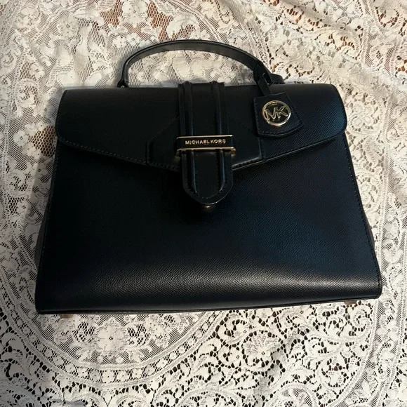 Michael Kors Bleecker Black Leather Women's Satchel - Picture 6 of 10